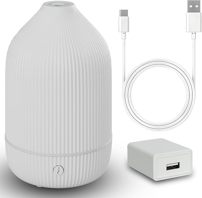 Oil Diffuser,100ML Mini Aromatherapy with USB Cable & Adapter, 7 Colors Lights Mode Waterless Auto Off for Car Home Office Room (USB Power)