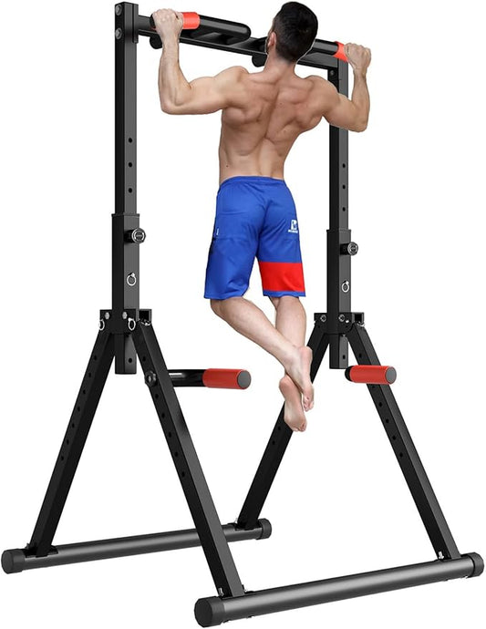 DOBESTS Power Tower Pull Up Bar Free Standing, Adjustable Foldable Pull Up Station, Home Gym Strength Training Equipment 700LBS