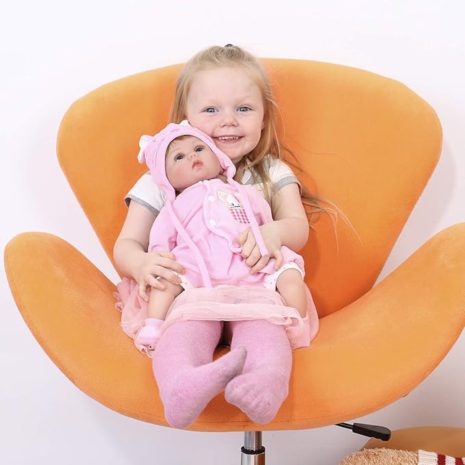 ENADOLL Reborn Baby Doll Realistic Silicone Vinyl Pink Mouse Baby 16 inch Weighted Soft Body Lifelike Doll Gift Set for Ages 3+(Pink Mouse)