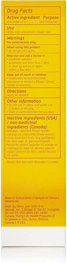 Weleda Baby Calendula Diaper Cream,2.8 Fluid Ounce,Plant Rich Protection with Calendula,Chamomile,Sweet Almond Oil,Lanolin and Zinc Oxide,(Pack of 6)