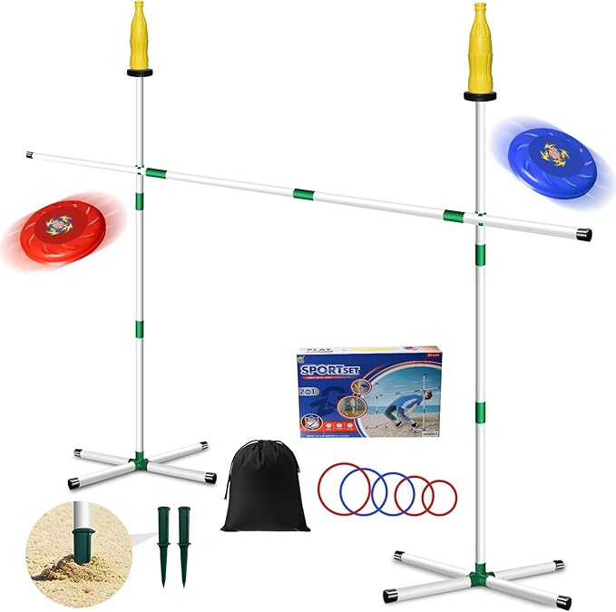 Kovshuiwe Flying Disc Game Set, Bottle Smash Disc Toss Game- Indoor & Outdoor Team Game, Disc Toss Outdoor Games Height Adjustable Bottle Drop Set-Play at The Beach, Lawn, Backyard, Park, Tailgating