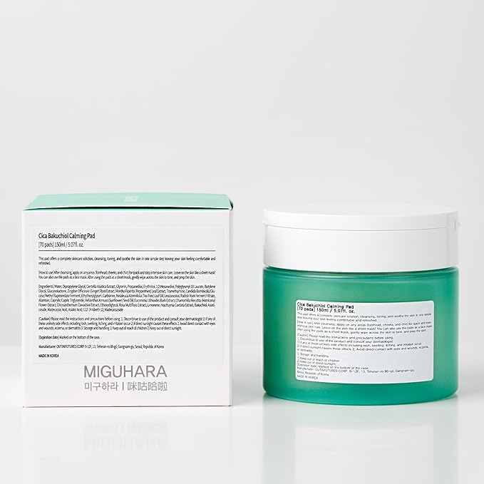 Cica Bakuchiol Calming Pad | Korean Skincare Toner Pad (150ml/5.07 fl.oz.)