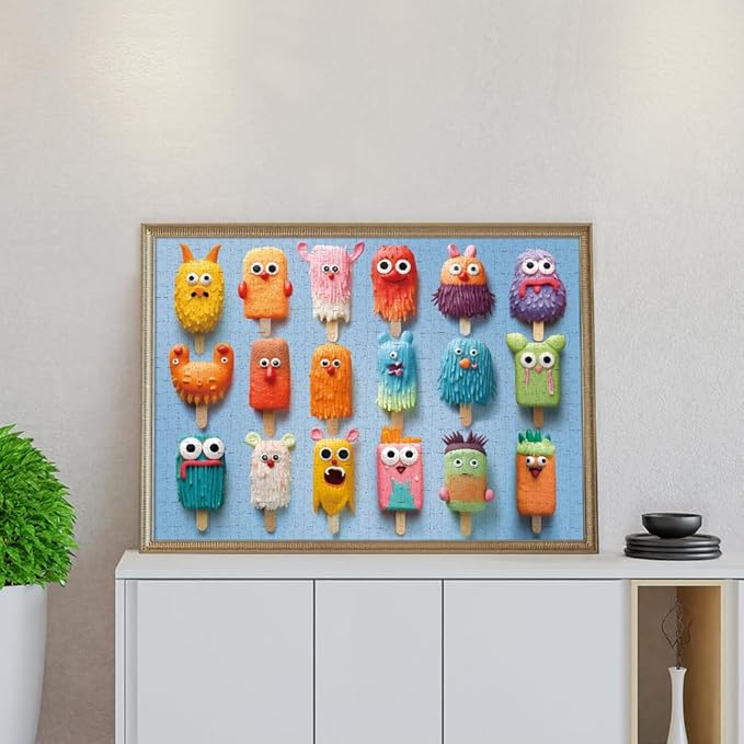 1000 Pieces Jigsaw Puzzles for Adults and Teens and Family Happy Game Time Animal Cute Funny Puzzle (Popsicle Monsters)