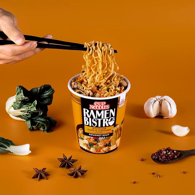 Nissin Cup Noodle Ramen Bistro, Sichuan Garlic Chicken, 3.1 Ounce (Pack of 6)