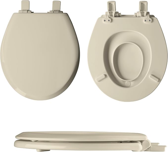 Mayfair NextStep2 Toilet Seat with Built-In Toddler Potty Training Seat, Slow Close, Easy Clean, Magnetic Removable Kids Seat, ROUND, Bone