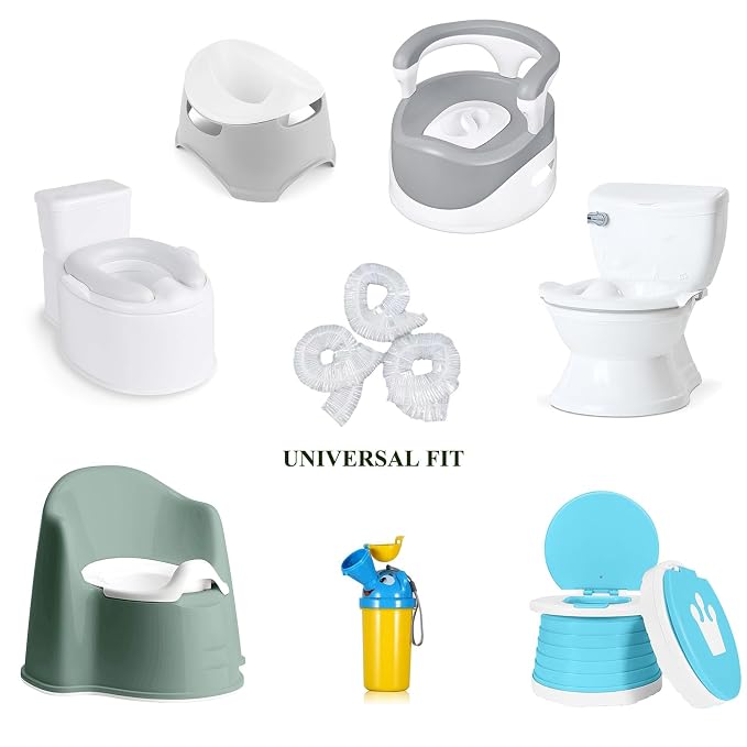 OULIGET Potty Chair Liners with Elastic, Portable Potty Training Bags, Potty Refill Liners Disposable for Toddlers Kids and Baby,Toilet Seat Cover,17x8Inches,Clear 400pieces