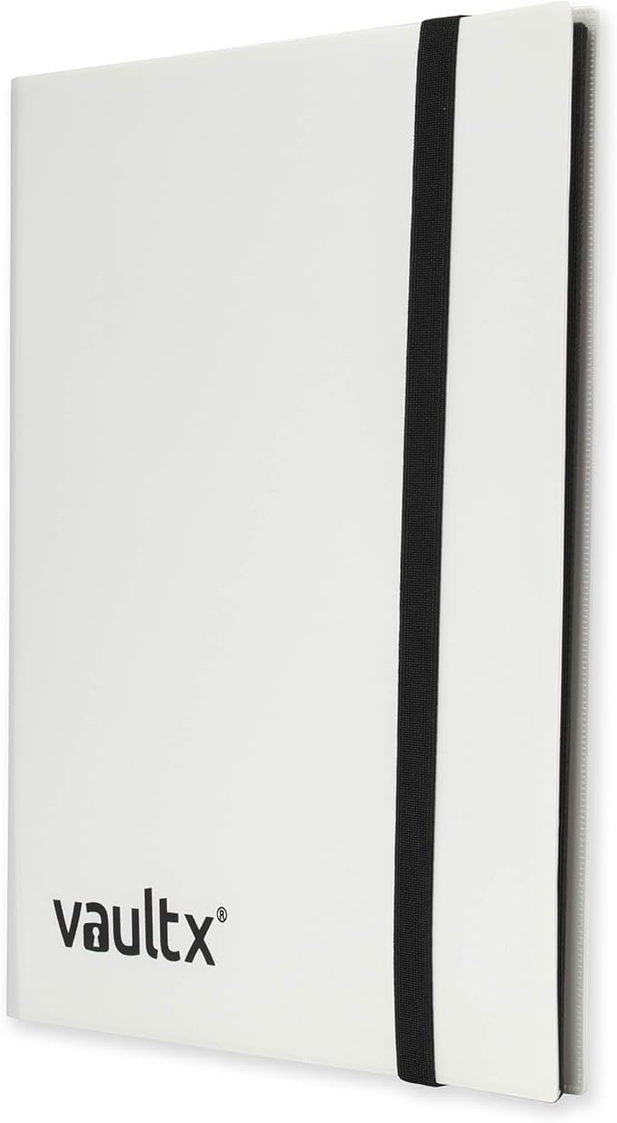 Vault X 9 Pocket Standard Strap Binder, Holds 360 Trading Cards in 20 Side-Loading Pages (White)