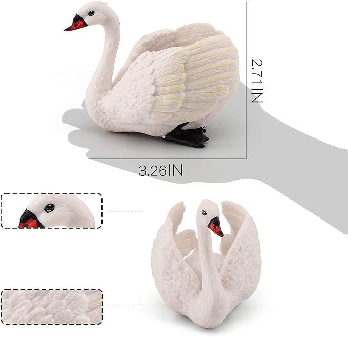 LC JoyCre Swan Toy 3.5 Inch Goose Toy White Swan Figurine Toy Animal Figure for Toddlers Preschool Animals Figures Eduactional Project Diorama Model Toy for Kids 3 4 5 6