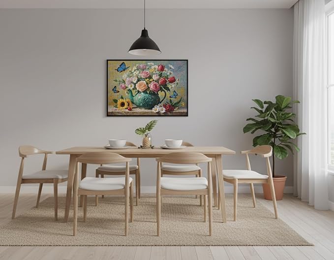 1000 Pieces Jigsaw Puzzles for Adults, Floral & Bird Series - Exquisite Nature Art & Seamless Fit, Calming Brain Teaser, Large 28" x 20", Great Gift for Garden Lovers（Blooming Teapot）