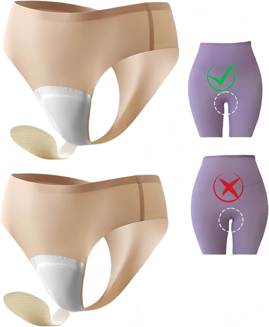 Seamless Anti Embarrassment Workout Underwear | No-Show Invisible Thongs, Smooth Contour Proof Intimates, Cameltoe Concealer Clothing Layer
