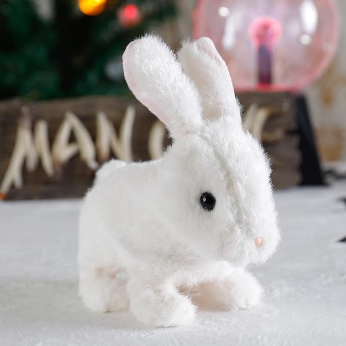 Liberty Imports Plush Bunny Rabbit Pet Electronic Toy - Walking, Hopping, Wiggle Ears, Twitch Nose, Sounds for Kids