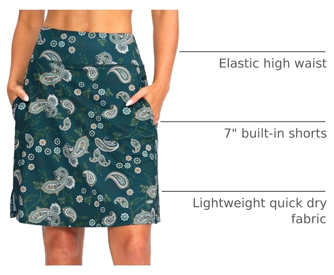Women's 20" Knee Length Skorts Skirts UPF50+ Athletic Tennis Golf Skirt for Women Casual Summer Skirts