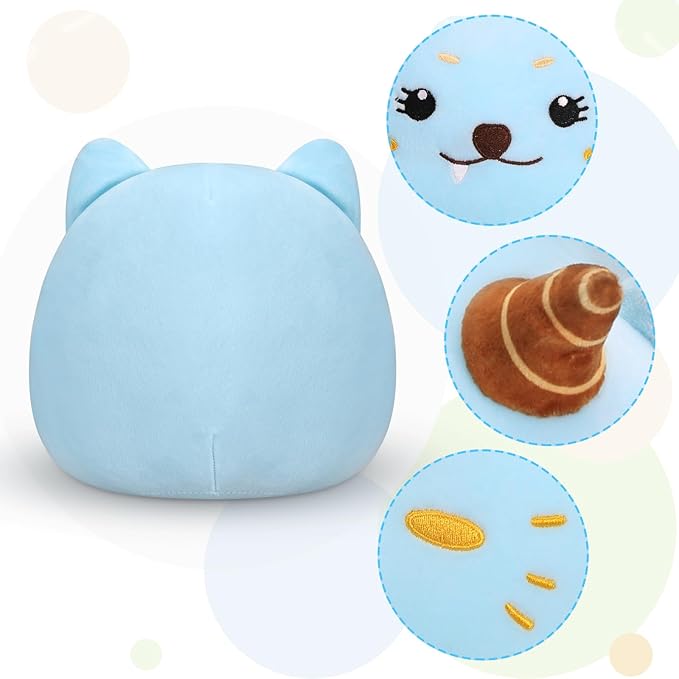 Kids Plush Pillow Soft Toys Cute Cat Plush Doll Gift for 3 to 12 Years Old Boys and Girls Children Stuffed Animal Toys for Room Living Room Decoration Cat Plushies Kid 10in Blue