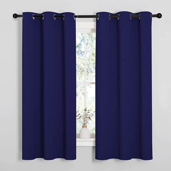 NICETOWN Blackout Draperies Curtains, All Season Thermal Insulated Solid Grommet Top Blackout Curtains/Drapes for Kid's Room (Royal Blue, 1 Pair, 34 x 63 inches)