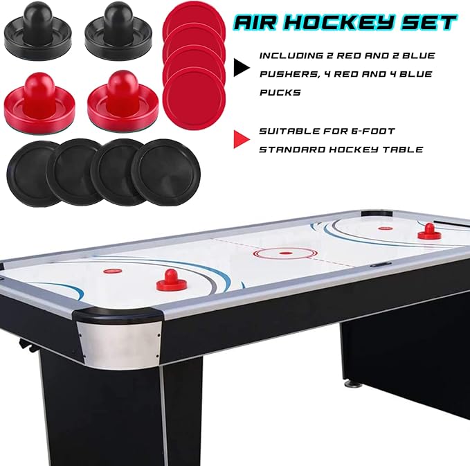 Air Hockey Pushers and Pucks - Air Hockey Paddles and Goal Handles Replacement Accessories for Game Tables (4 Pushers, 8 Pucks)