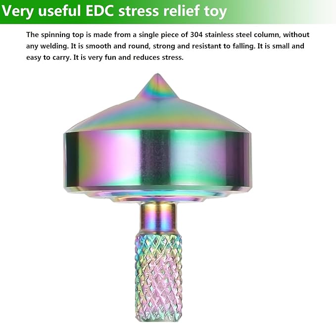 Stainless Steel Spinning Top, Precision Mini Desktop Gyroscope, Kill Time Reduce Stress ADHD Toys, Perfect Balance Gyro (Iridescent Style 2)