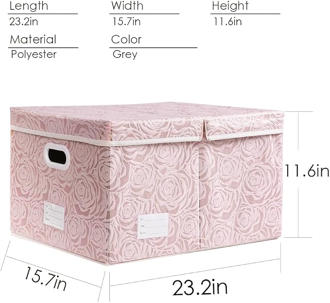 Jumbo Collapsible Storage Boxes with Lids Fabric Decorative Storage Bins Cubes Organizer Baskets with Cover Handles Divider for Bedroom Closet Living Room 23.2x15.7x11.8 Inch 3 Pack