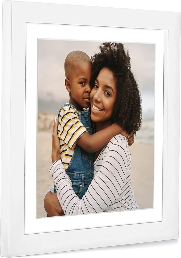Americanflat 12x12 Picture Frame with Shatter-Resistant Glass - Use as 8x8 Frame with Mat or Display 12x12 Photo Without Mat - Signature Collection - Square Frames for Wall Display - White | Shatter-resistant glass, sawtooth hangers included, fits phot...