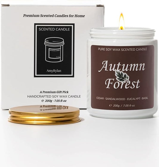 Aroma Gift for Women, Scented Candle for Home, Pine Autumn Forest 7.05 oz Soy Wax 40 Hour Burn Time, Long Lasting Jar Candle, Gifts for Christmas, Halloween, Mother's Day, Aromatherapy Candle