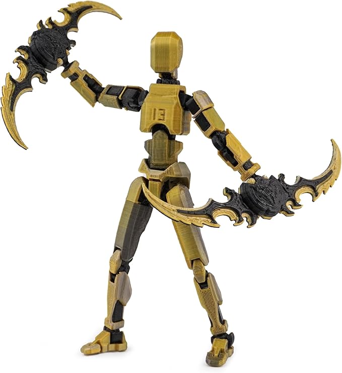 Dummy13 Action Figure Set | Pre-Assembled 3D Printed Titan and Robo Figures | Highly Articulated Robot Toys with Interchangeable Accessories | Perfect for Collectors and Hobbyists (Silver Black)