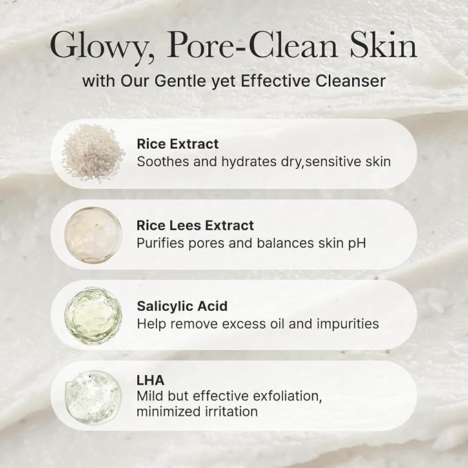 ARENCIA Rice + LHA Pore Control Rice Cake Cleanser with Salicylic Acid - Deep Cleansing, Gentel Exfoliation, All skin types, Korean Face Wash 150ml / 5.07 fl oz