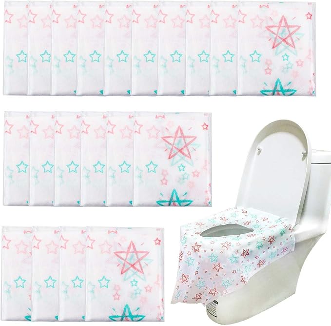 20 Pack Toilet Seat Covers Disposable, Extra Large XL Portable Potty Seat Covers for Potty Training or Home Travel Public Toilet Use(with Stick Tape,Individually Wrapped)