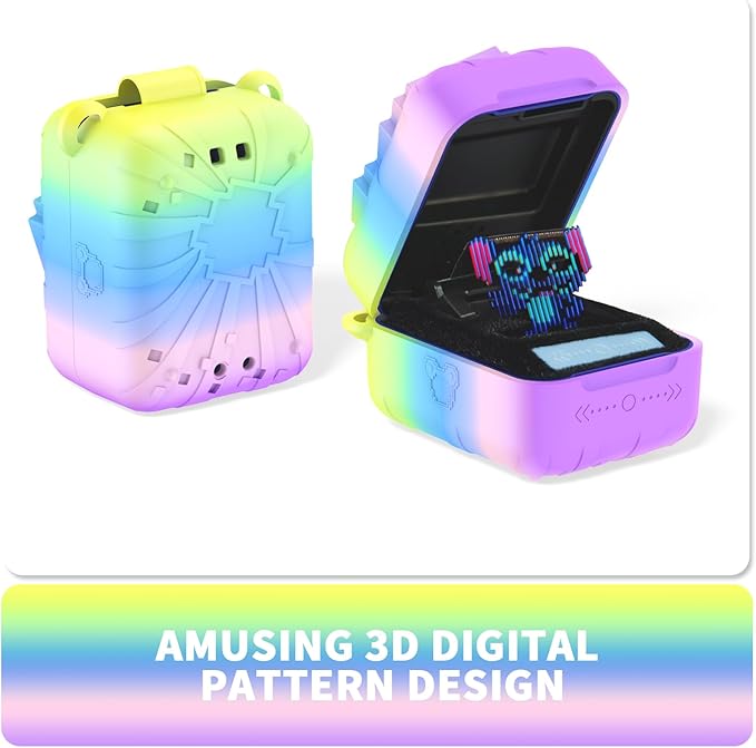Soft Silicone Case for Bitzee Disney Interactive Toy Digital Pet, Shockproof and Protective Carrying Case for Bitzee Disney Virtual Electronic Pets with Lanyard for Kids (Rainbow)