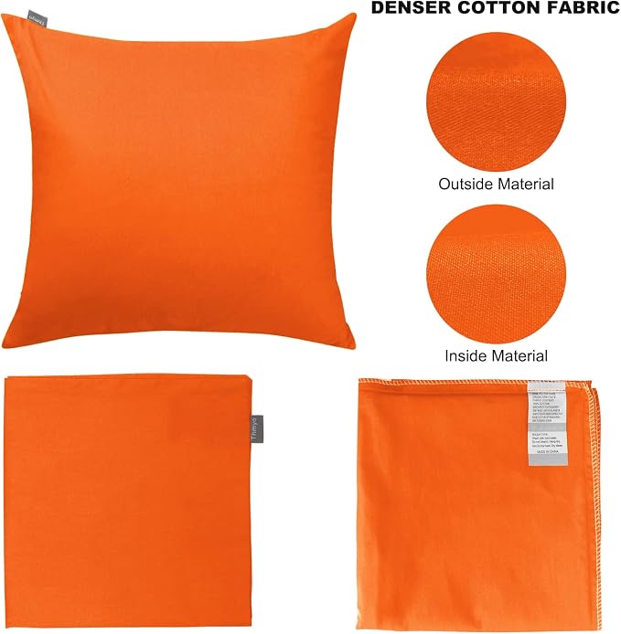 Thmyo 4-Pack 100% Cotton Comfortable Solid Decorative Throw Pillow Case Square Cushion Cover Pillowcase Sublimation Blank Pillow Covers Thanksgiving DIY Throw Pillowcase for Sofa(24x24inch/60x60cm)