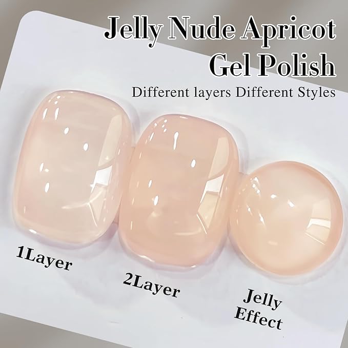 Double Rhythm 0.5Oz Translucent Gel Polish Sheer Neutral Natural Light Milky Same Color Same Bottle 15ML Jelly Gel Polish Art DIY at Home (Milky Nude-A1358)