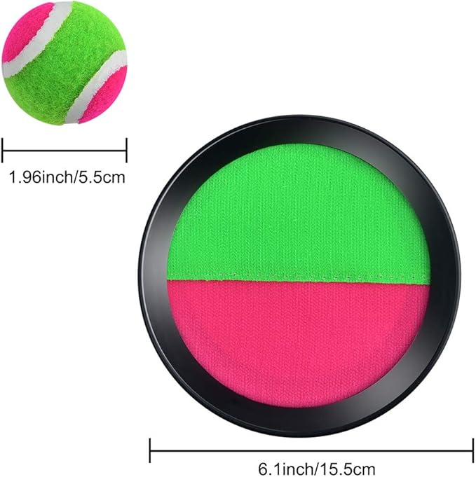 WXJ13 4 Sets Paddle Catch Ball and Toss Game 15.5cm Velcro Catch Ball Set for Sport with a Bag