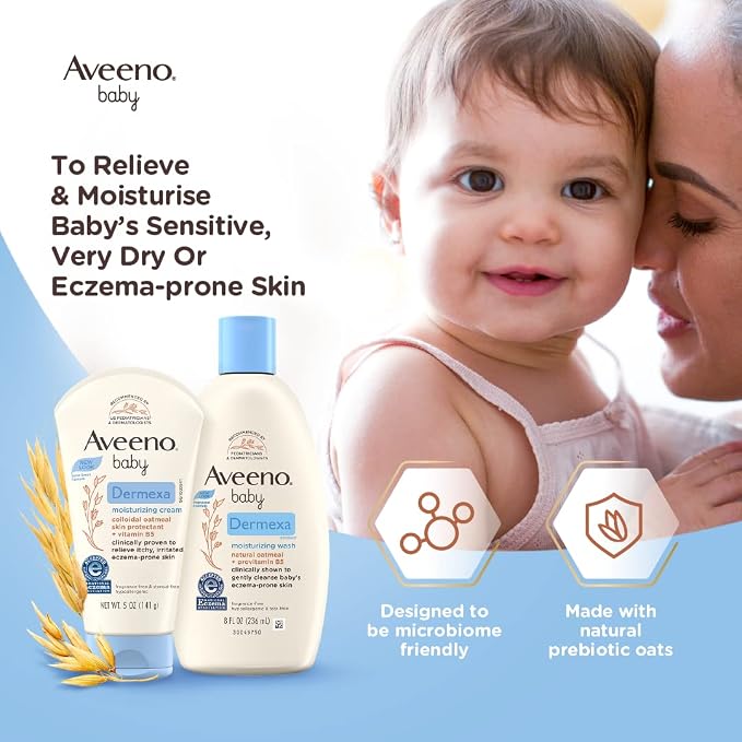 Aveeno Baby Eczema Therapy Moisturizing Cream, Natural Colloidal Oatmeal & Vitamin B5, Baby Cream for Dry, Itchy, Irritated Skin Due to Eczema, Paraben- & Steroid-Free, 5 fl. oz (Pack of 12)