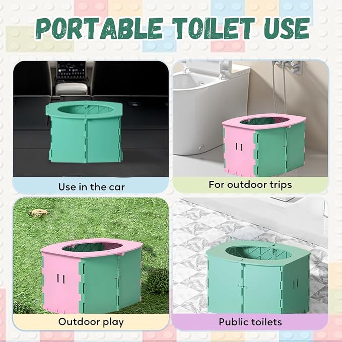 Travel Potty for Kids, 2025 New Reusable Portable Folding Potty for Toddler, Foldable Toilet for Outdoor Camping, Toddler Potty Seat (Blue Yellow)