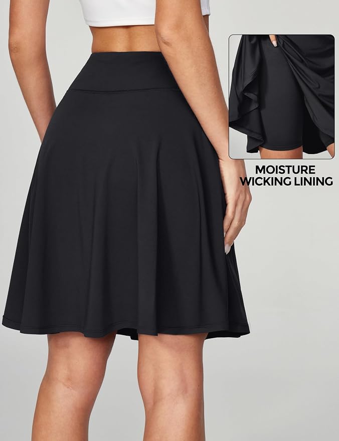 IUGA 20" Knee Length Skorts Skirts for Women with Pockets Tennis Skirt High Waisted Golf Skirts for Women Casual Athletic
