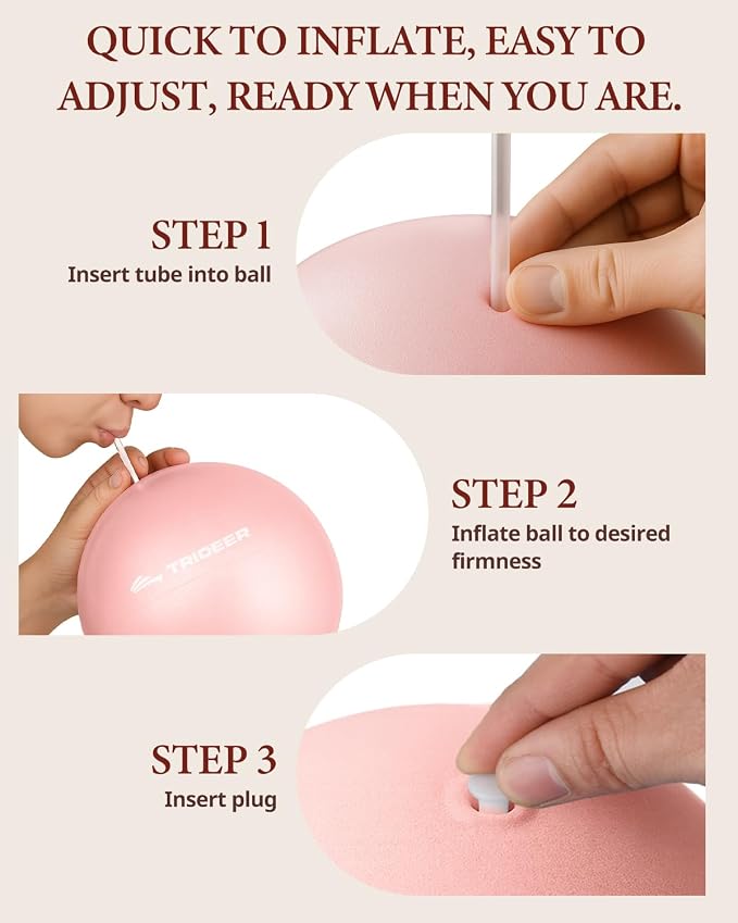 Trideer 9-Inch Pilates Ball, Small Exercise Ball for Yoga, Core Training, Physical Therapy, Balance, Stability and Stretching Pilates Equipment with Inflation Straw