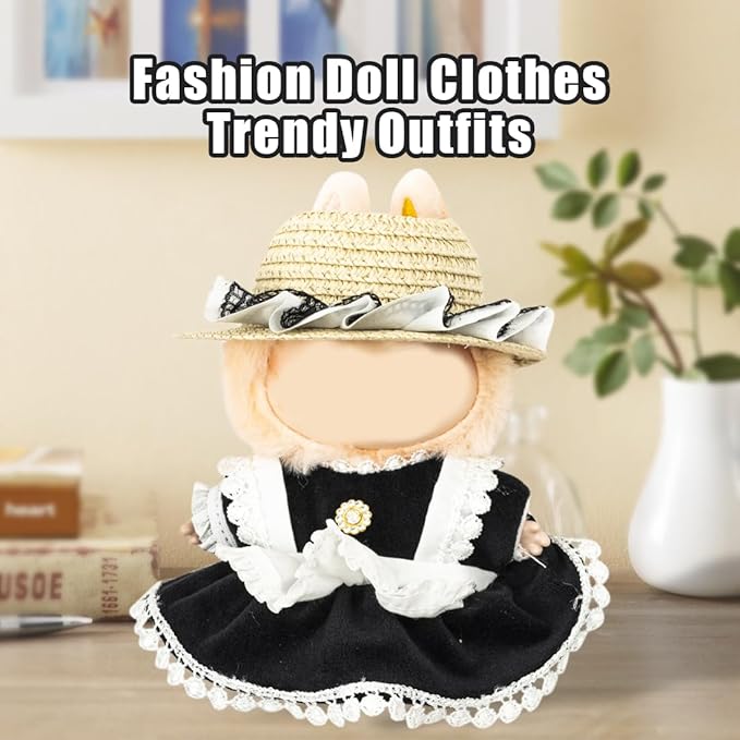 Clothes for 17cm Dolls(NO Doll) Outfit with Accessories Suit Cute Stylish Dress Up Set Maid Outfit