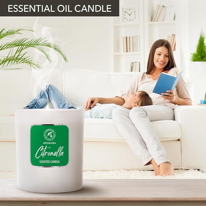 Scented Candle Citronella 200g - Aromatherapy Candle - Soy Wax Candles for Home Scented - Glass Candle Gift - Home Scented Candles - Aroma Freshener - Fresh Soy Wax Candle