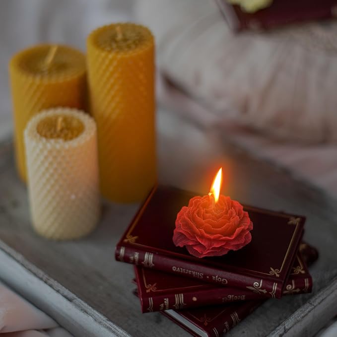 Low Temperature Candles Glitter Red Peony Flower Home Scented Candle Kit Pure Natural Soybean Oil Candle Aromatherapy Romantic Wax Play Candle for Lovers Couples