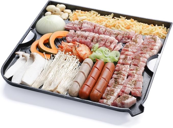 COOKKING - Master Grill Pro, Korean Traditional BBQ Grill Pan - Stovetop Nonstick Indoor/Outdoor Smokeless BBQ Cast Aluminum Grill Pan (MasterGrill Pro) (No Induction), Made in Korea