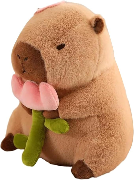 Cute Capybar Plush Doll, Flower capybar Stuffed Aniamls Toys,Capybar Plush Doll Pillow Children's Gift (11 Inches).