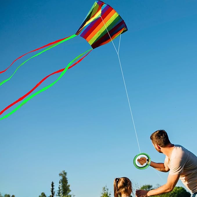 HENGDA KITE for Kids&Adults Rainbow Parafoil Kite with Long Tail,with 700 Feet Kite Reel String, Easy to Fly, Suitable for Children to Play, do not Need to Assemble，Perfect for Beach Fun