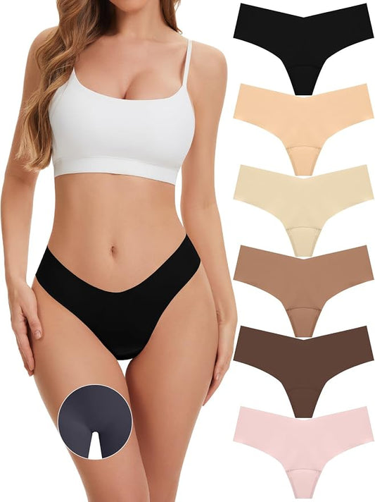 OVRUNS Camel Toe Underwear for Women Low Waist Camel Toe Thong Seamless Workout Cameltoe Proof Concealer Panties 3 Pack