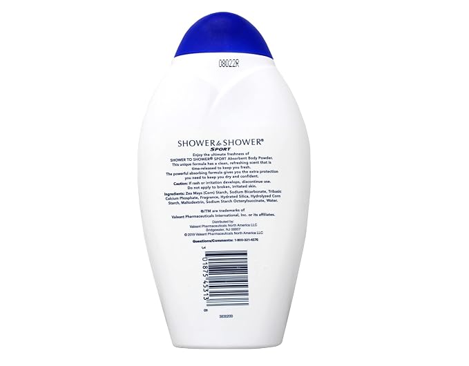 Shower to Shower Absorbent Body Powder, Sport, 13-Ounce Bottles (Pack of 2)