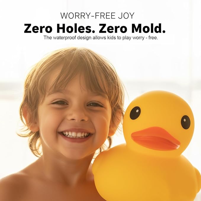 4.3 Inch 10 Pcs Kalafona Rubber Bathtub Duck/Duckie Waterproof No 'Bebe' No Hole Funny Bath Swimming Pool Toy Without Hole for Kids Birthday Party Favor Home Decor