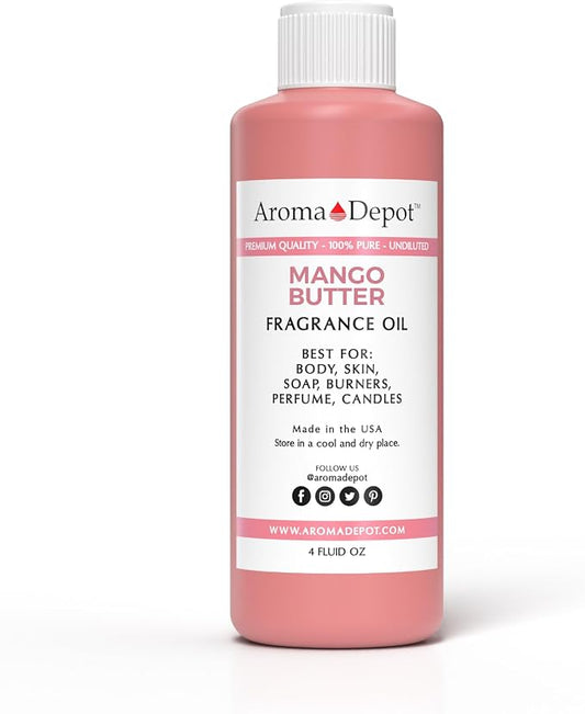 Aroma Depot Mango Butter 4 oz. Perfume Oil for Making, Body Oil, Soap, Candle Making & Incense. Our Version is a Premium Quality Undiluted & Alcohol Free