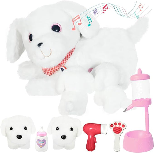 Nurturing Dog Stuffed Animal with 2 Plush Babies, Dog Baby Stuffed for Girls and Boys Plushy Mommy Puppy with Baby Puppies for Birthday Party Favors Gifts