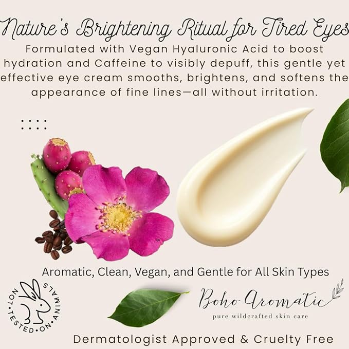 Under Eye Cream for Dark Circles & Puffiness – Anti-Aging Hydrating Eye Cream with Hyaluronic Acid for Fine Lines & Wrinkles – Wild Rose Renewal