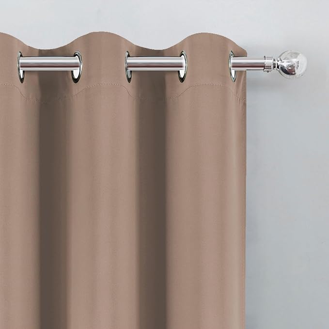 LEMOMO Cappuccino Blackout Curtains 34 x 63 Inch Length/Set of 2 Curtain Panels/Thermal Insulated Room Darkening Blackout Curtains for Bedroom