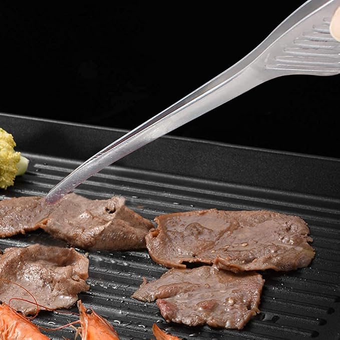 Stainless Steel Grill Tongs, 2-Pack Non-Slip Serrated for BBQ & Camping | 2-pack stainless steel grill tongs, non-slip serrated tips, self-standing BBQ, salad, camping, oven, easy & convenient use
