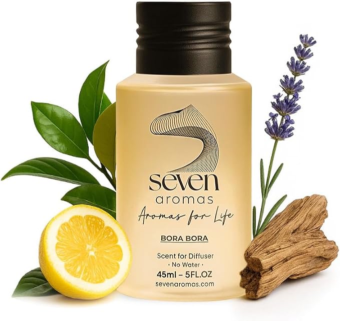SevenAromas Bora Bora | 45ml 1.5oz Hotel Scent Diffuser Oil | Aquatic | Ginger, Lavender & Cedar Amber | Luxury Home Aromatherapy (Bora Bora)