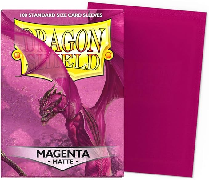 Dragon Shield | Standard Size Card Matte Sleeves | 100 CT - Smooth & Tough Premium TCG Sleeves | Compatible with Pokemon, Flesh & Blood, One Piece & Magic the Gathering | Magenta - Matte